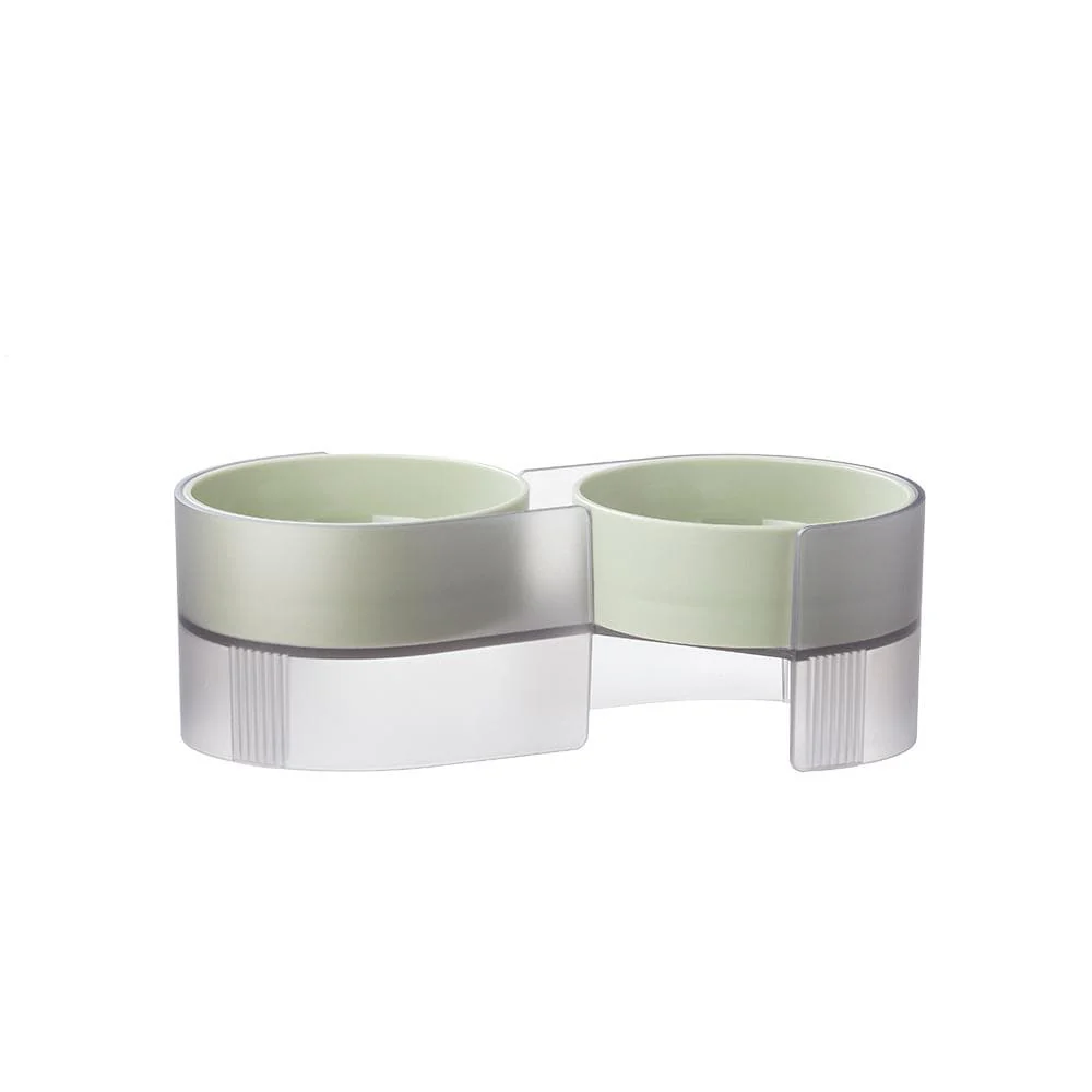 PIDAN Green Dual Bowl Cat Feeding & Drinking Supplies