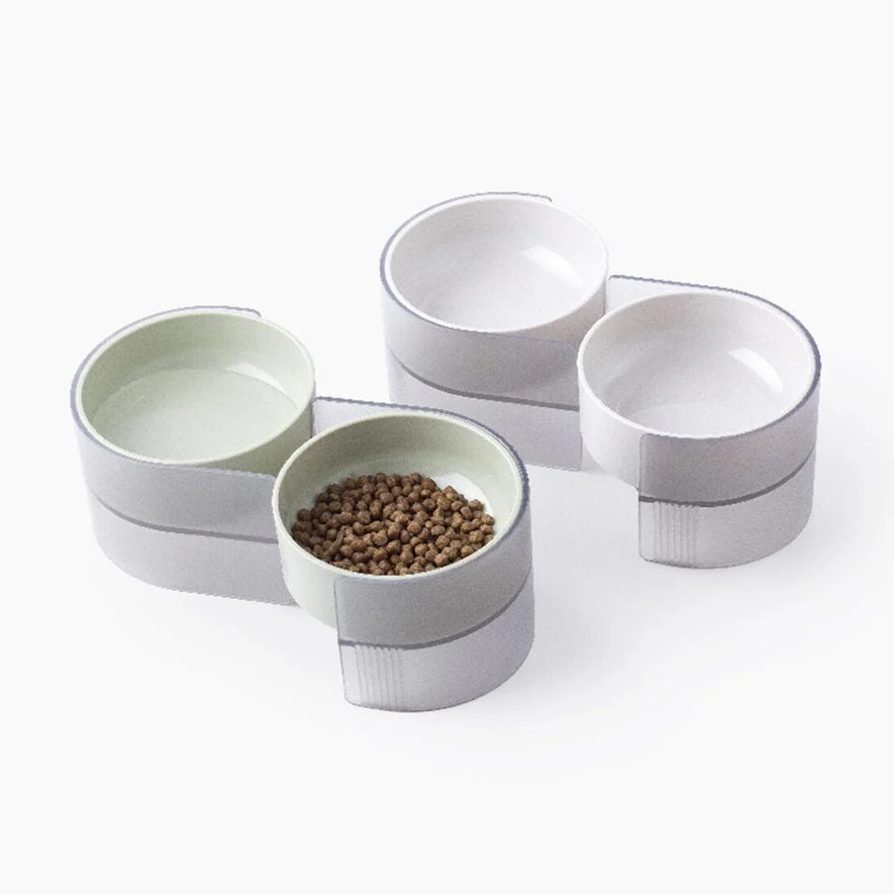 PIDAN Green Dual Bowl Cat Feeding & Drinking Supplies - Image 4