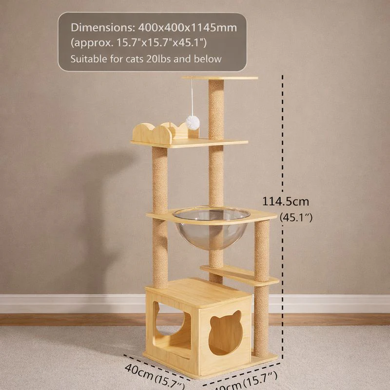 Playland Multi-Level Cat Tree with Space Pod & Sisal Scratching Posts - Image 2