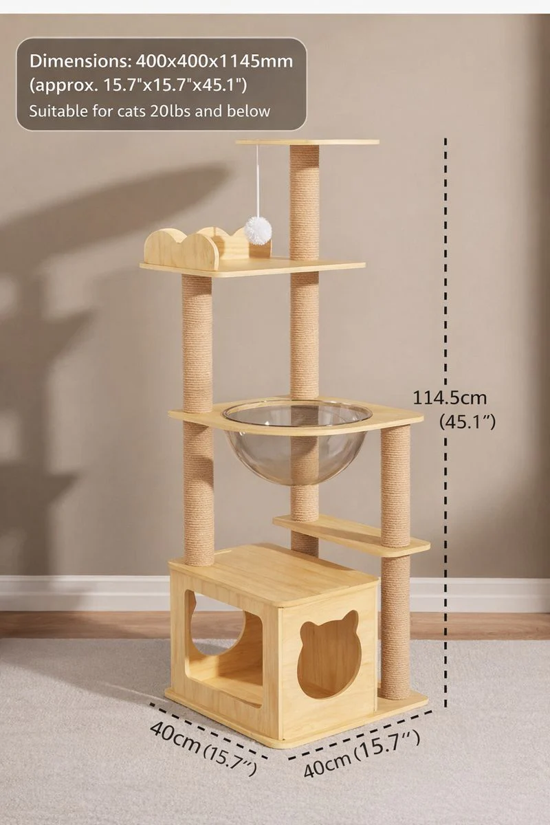Playland Multi-Level Cat Tree with Space Pod & Sisal Scratching Posts - Image 3