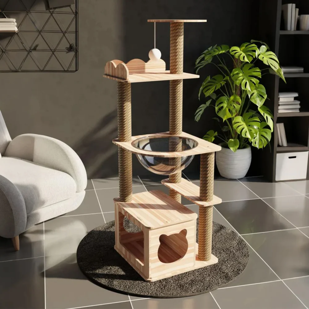 Playland Multi-Level Cat Tree with Space Pod & Sisal Scratching Posts - Image 4