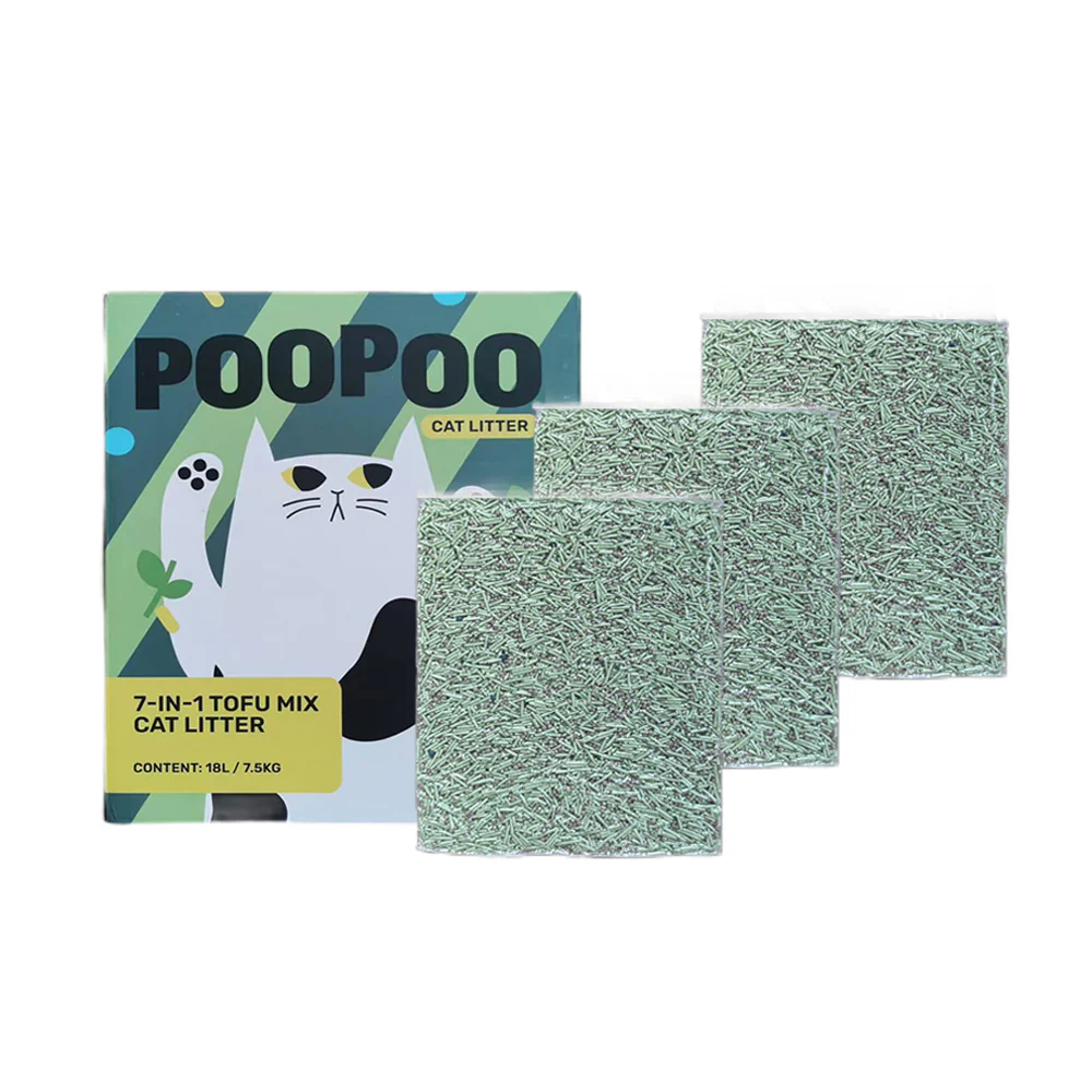 POOPOO 7 IN 1 Tofu Mix Cat Litter - Green Tea 18L/7.5kg - Image 5