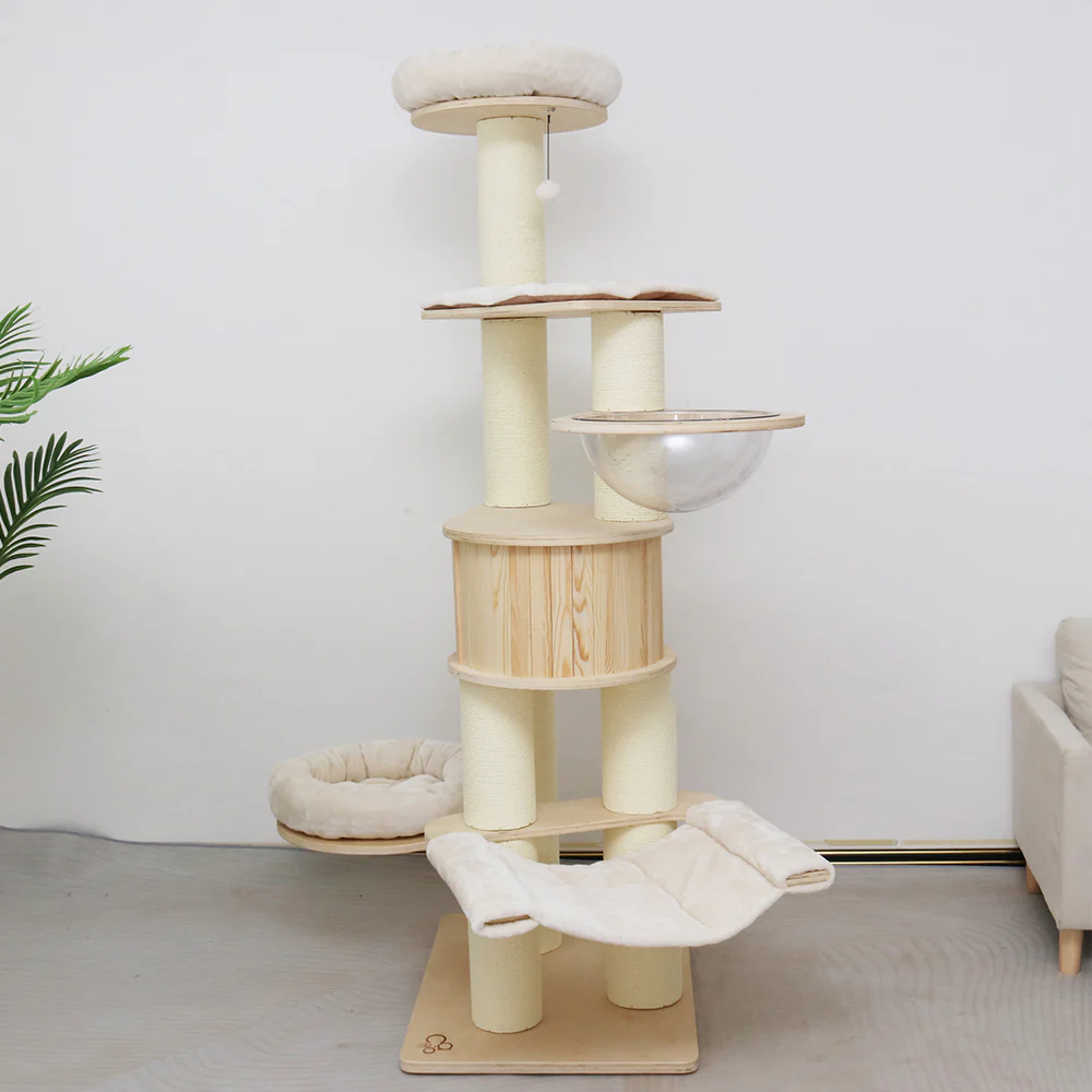 CATIO Solid Wood Climbing Post Scratcher Cat Tree 198cm - Image 5