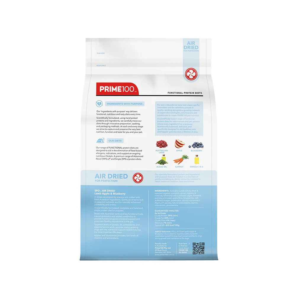 PRIME100 Lamb Air Dried Apple & Blueberry Puppy Dog Food 2.2kg - Image 4