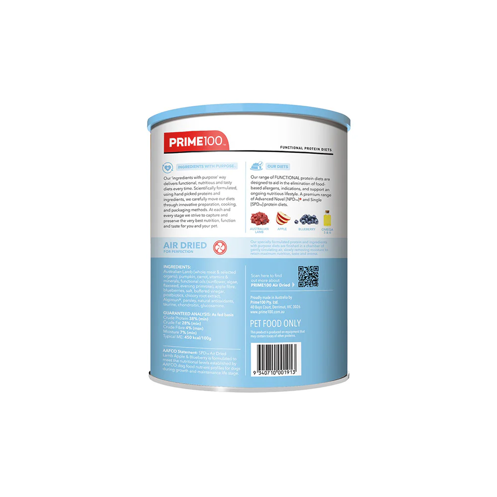 PRIME100 Lamb Air Dried Apple & Blueberry Puppy Dog Food 600g - Image 5