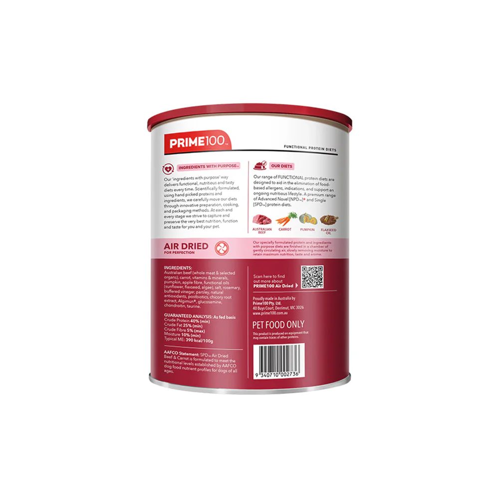 PRIME100 SPD Air Dried Beef & Carrot Dog Food - Image 4