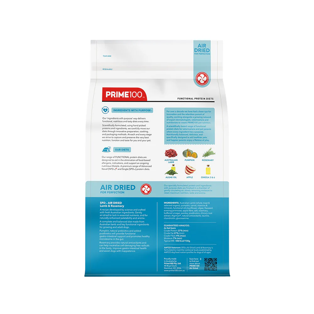 PRIME100 SPD Air Dried Lamb & Rosemary Adult Dog Food 2.2kg - Image 4