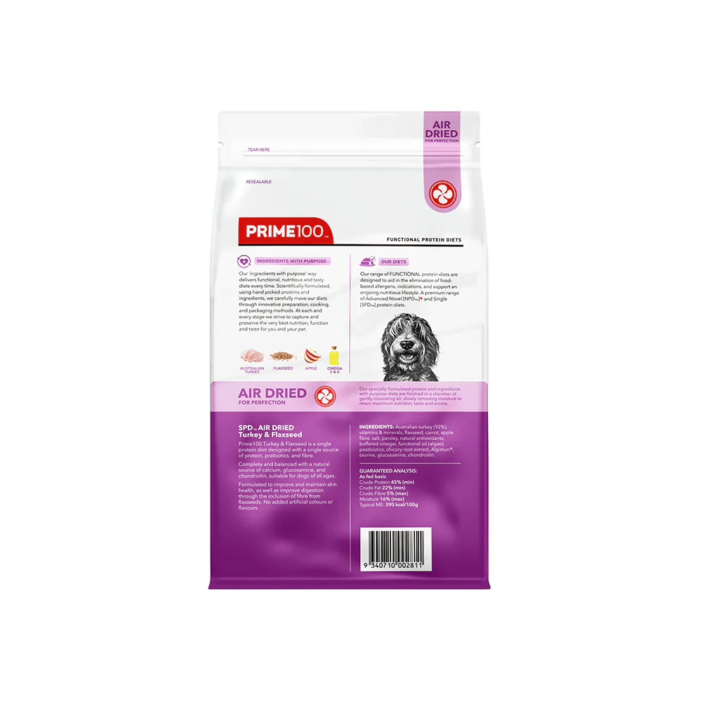 PRIME100 SPD Air Dried Turkey & Flaxseed Dog Food - Image 9