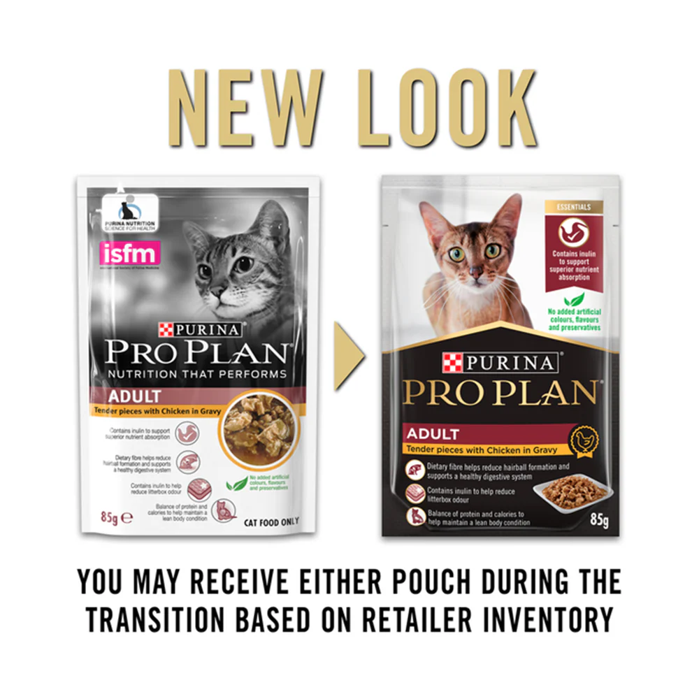 PRO PLAN Tender Pieces With Chicken In Gravy Adult Wet Cat Food 85g x 12 - Image 2