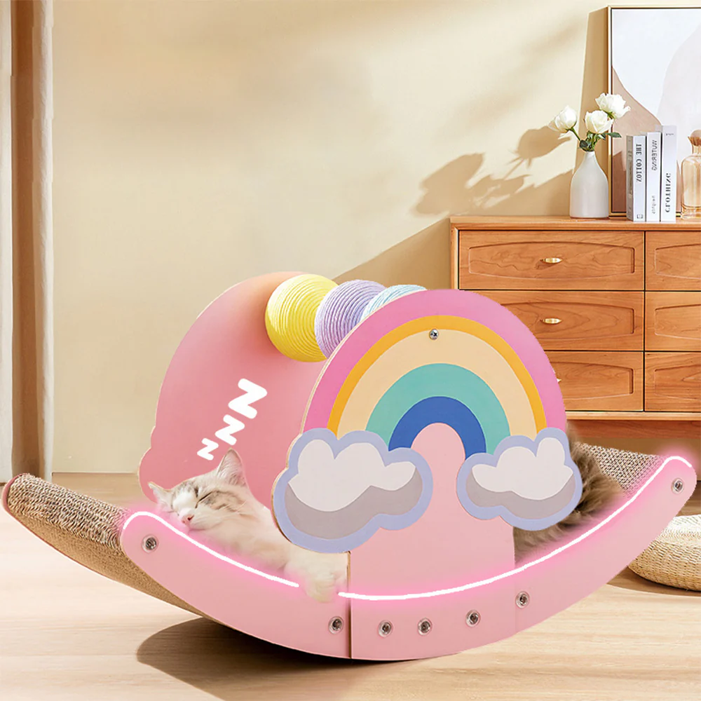 Rainbow Corrugated Paper Seesaw Cat Scratcher - Image 2