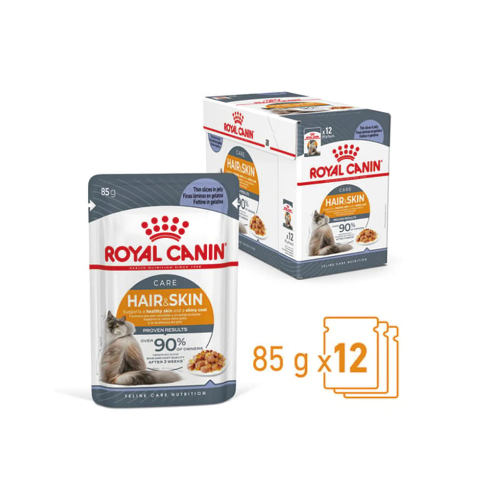 ROYAL CANIN Hair & Skin Care Jelly Adult Wet Cat Food 85g (previously Intense Beauty)