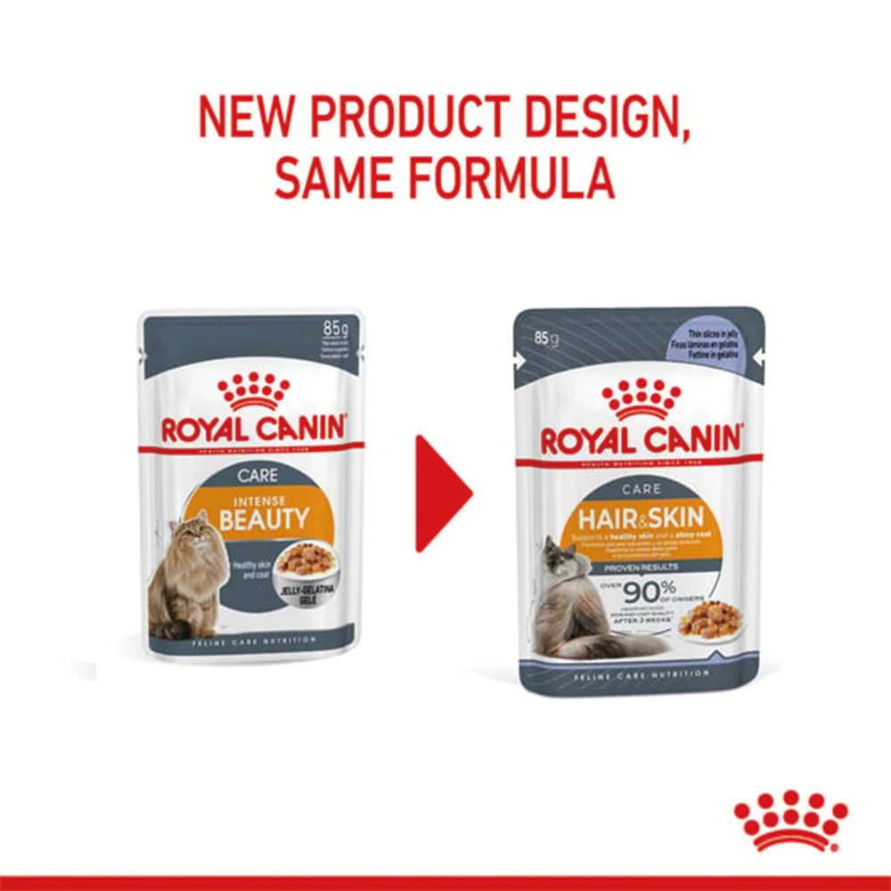 ROYAL CANIN Hair & Skin Care Jelly Adult Wet Cat Food 85g (previously Intense Beauty) - Image 2