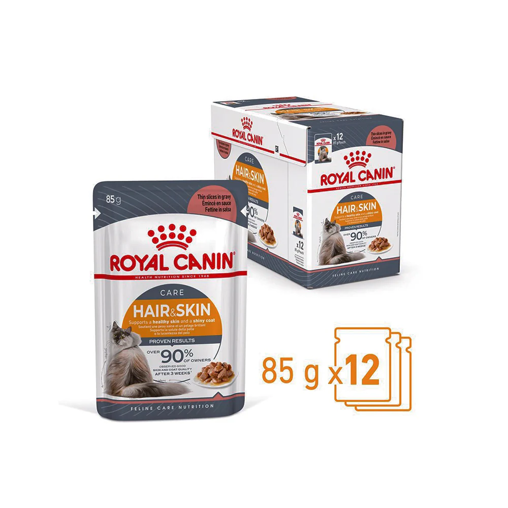 ROYAL CANIN Hair & Skin Care Gravy Adult Wet Cat Food 85g (previously Intense Beauty)