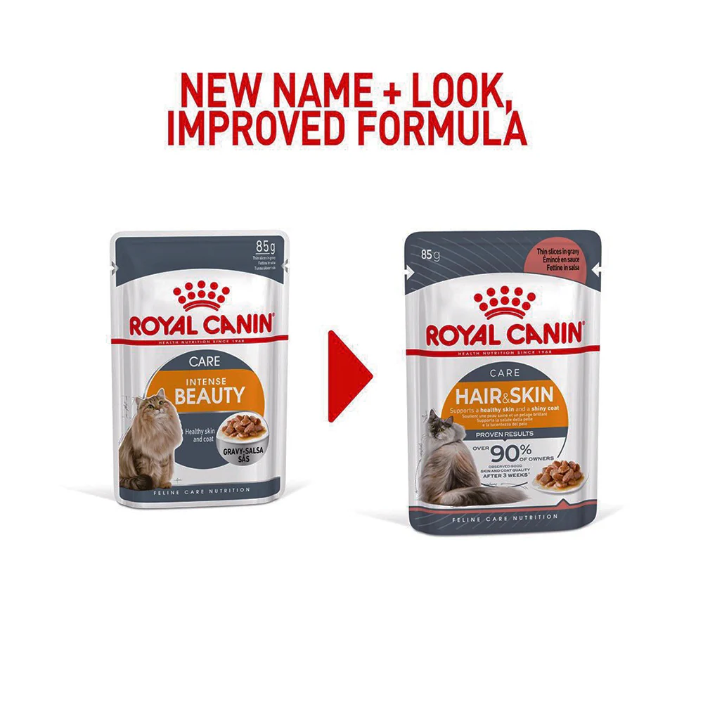 ROYAL CANIN Hair & Skin Care Gravy Adult Wet Cat Food 85g (previously Intense Beauty) - Image 2