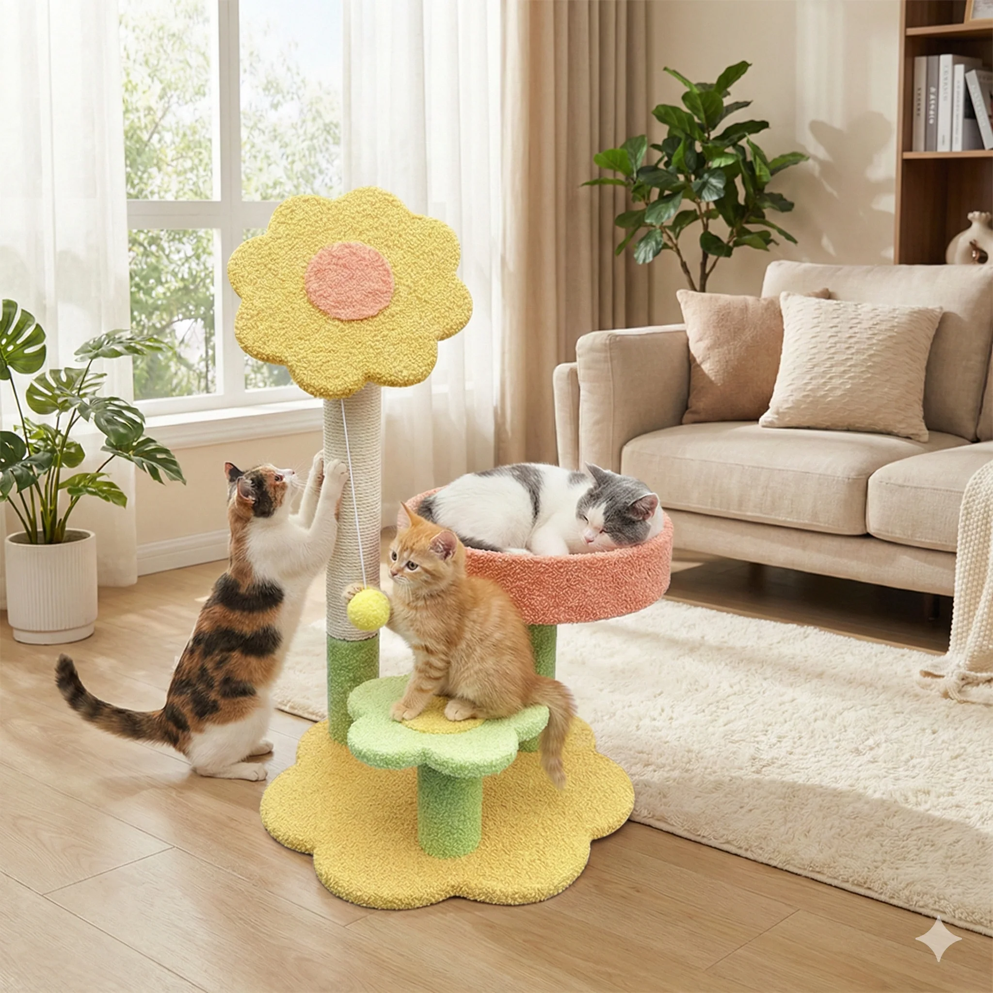 Sunflower Cat Tree with Scratching Posts - Image 4