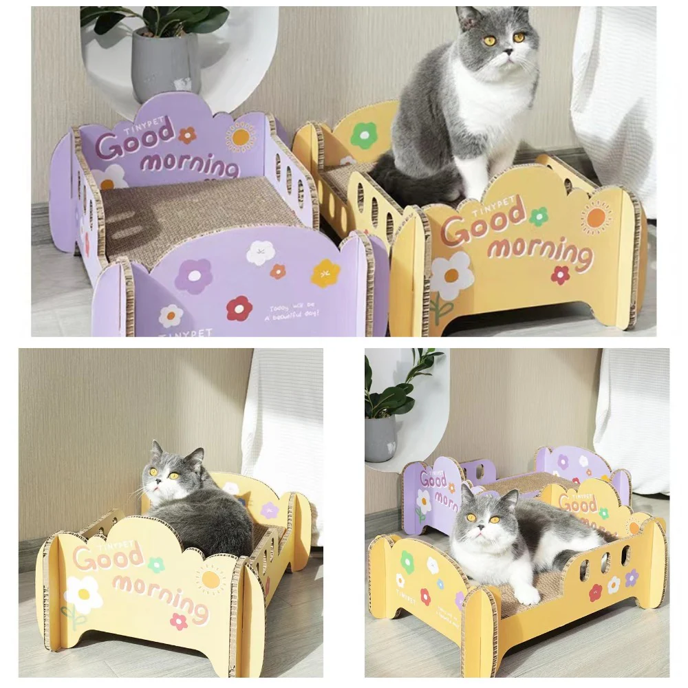 TINYPET Yellow Deck Cat Scratch Board Sleeping Bed Pet Toy - Image 3