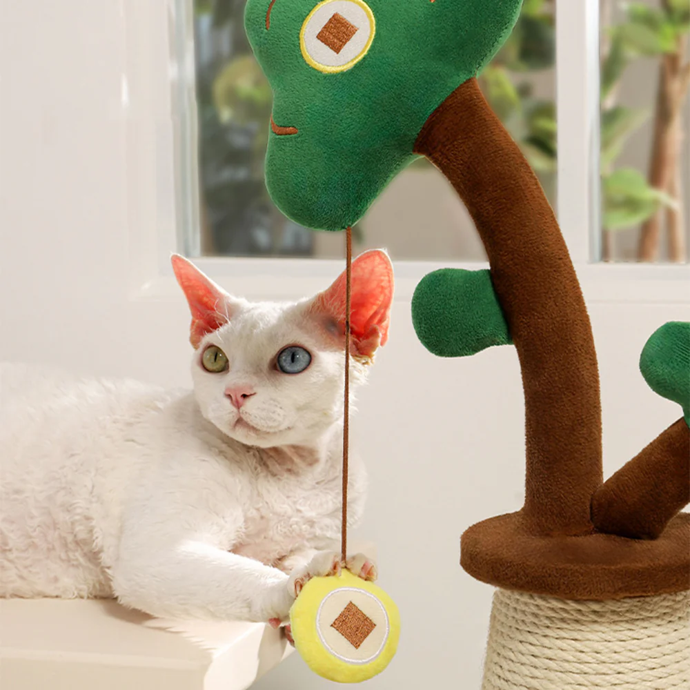 Tree-Shaped Sisal Cat Scratching Post with Hanging Toy - Image 6