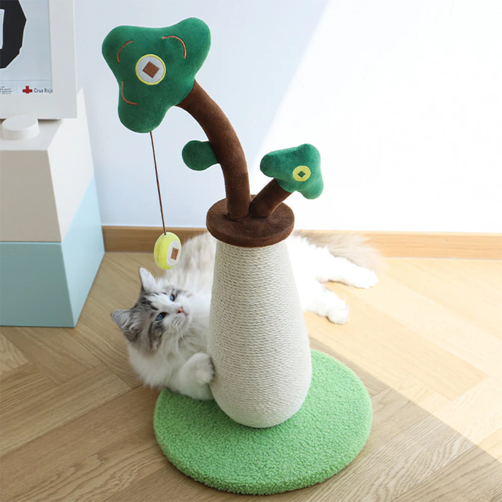 Tree-Shaped Sisal Cat Scratching Post with Hanging Toy - Image 9