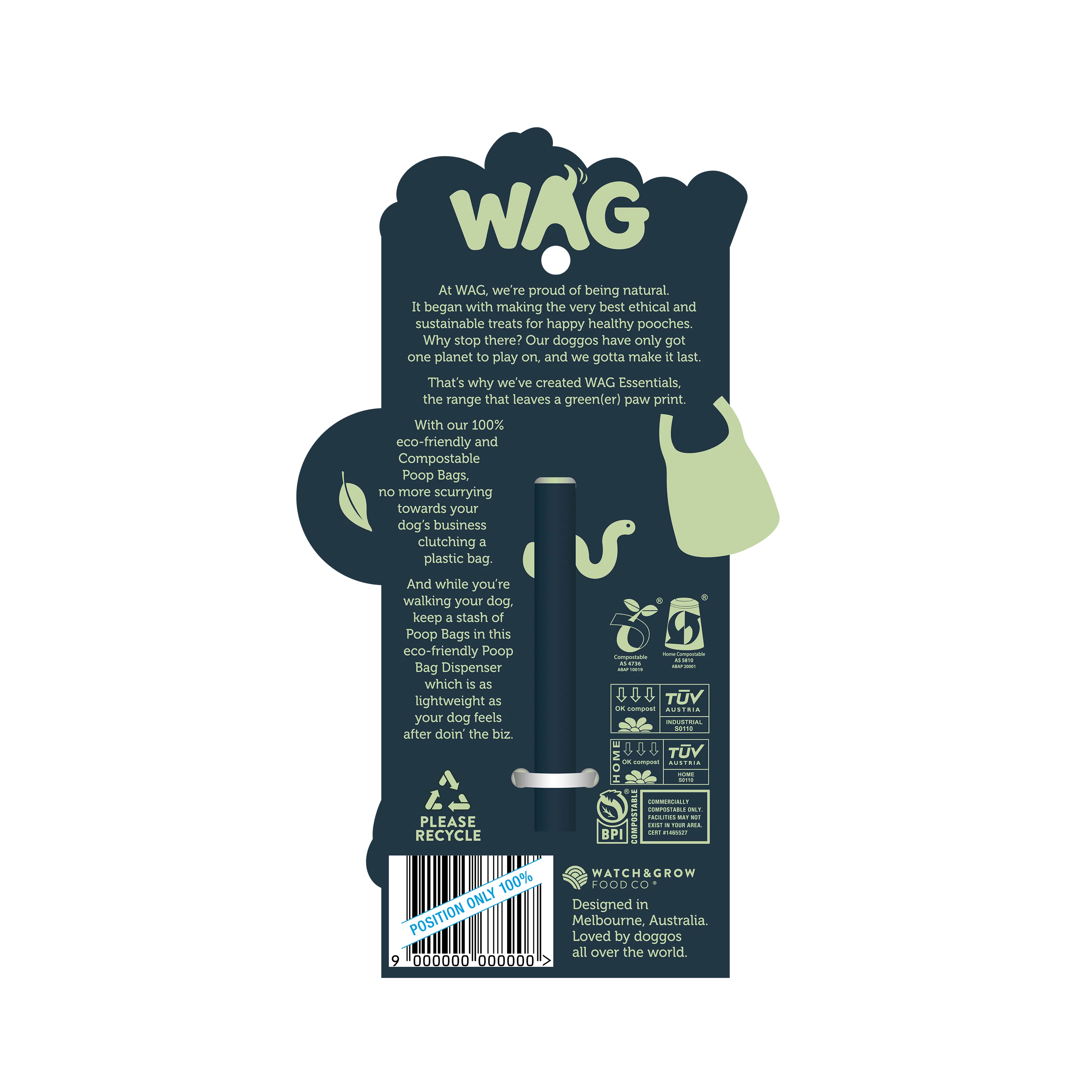 WAG Bamboo Dog Poop Bag Dispenser Pod with 15pcs (bag) - Image 2