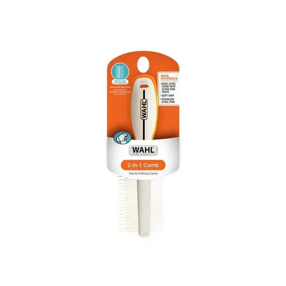 WAHL Orange/White 2-in-1 Finishing and Flea Comb - Image 3