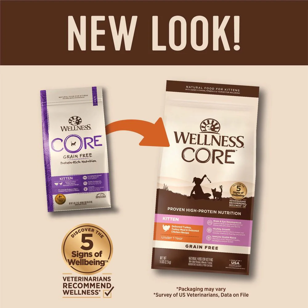 WELLNESS Core Grain Free Chicken & Turkey Kitten Dry Cat Food 2.27kg - Image 2