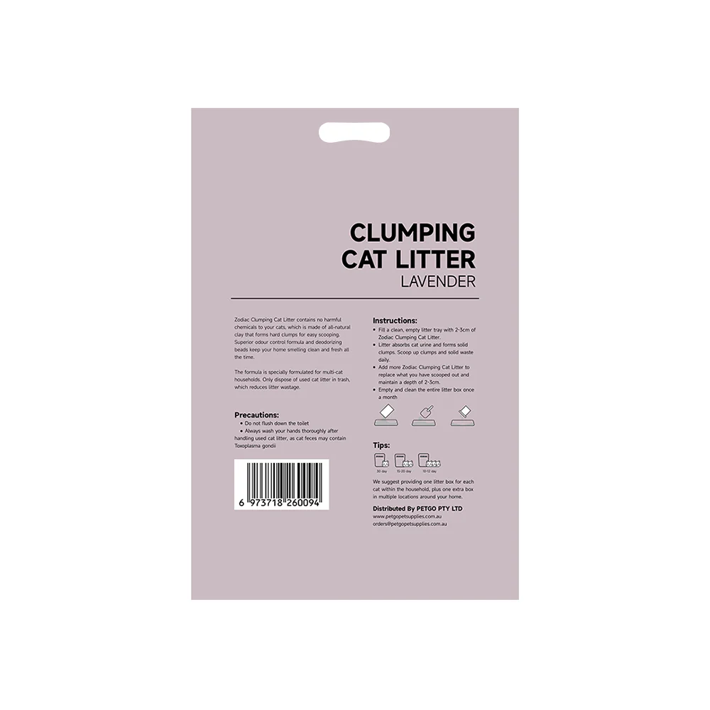ZODIAC Lavender Clumping Cat Litter 6kg - Image 3